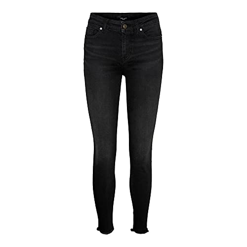 VERO MODA Damen Vmpeach Mr Skinny ANK Cut Ri1100 Noos Jeans, Black Denim, XS EU von VERO MODA