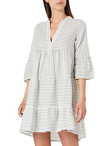 Vero Moda Damen Vmheli 3/4 Short Dress WVN Ga Noos Lässiges Kleid, Snow White/Stripes:Laurel Wreath, L von VERO MODA