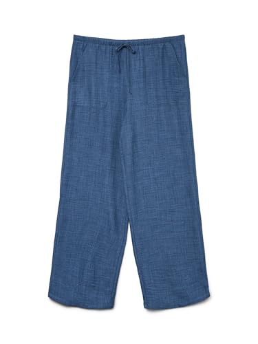 VERO MODA Damen Vmmelaney Hw Loose Pant WVN Ga Noos Hose Mit Weitem Beinschnitt, Dark Denim, XS VERO MODA Damen Vmmelaney Hw Loose Pant WVN Ga Noos Hose Mit Weitem Beinschnitt, Dark Denim, XS von VERO MODA