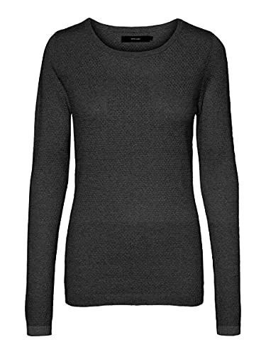 Vero Moda NOS Damen VMMINNIECARE LS O-NECK BLOUSE GA NOOS Pullover, Dark Grey Melange, L von VERO MODA