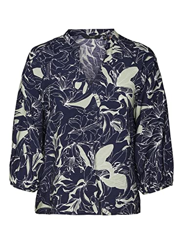 Vero Moda Women's VMABBI NAN 3/4 WVN Top, Navy Blazer/AOP:Abbi, XS von VERO MODA