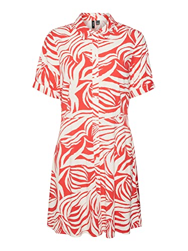 Vero Moda Women's VMDOTTY Becca SS Short Shirt Dress WVN G Kleid, Bittersweet/AOP:Dotty, XS von VERO MODA