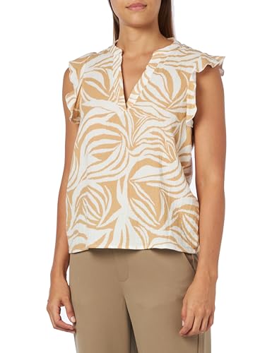 Vero Moda Women's VMDOTTY Natali SL Frill WVN GA Top, Irish Cream/AOP:Dotty, XS von VERO MODA