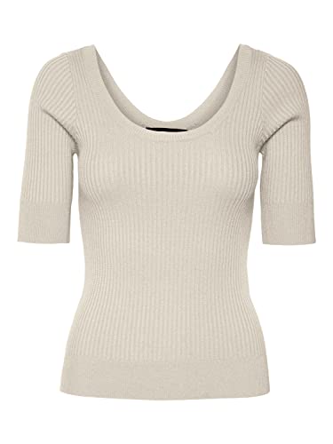 Vero Moda Women's VMESTELA 2/4 U-Neck Pullover GA Boo REP S/S Strickware, Birch, S von VERO MODA