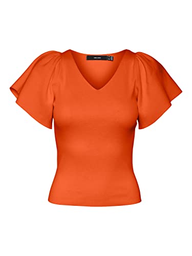 Vero Moda Women's VMGINNY SS V-Neck NOOS Pullover, Scarlet Ibis, XL von VERO MODA