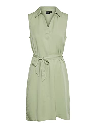VERO MODA Damen Vmharper Sl Collar Tie Belt Abk Dress Kleid, Reseda, S EU VERO MODA Damen Vmharper Sl Collar Tie Belt Abk Dress Kleid, Reseda, S EU von VERO MODA