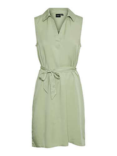 Vero Moda Women's VMHARPER SL Collar TIE Belt ABK Dress Kleid, Reseda, XL von VERO MODA