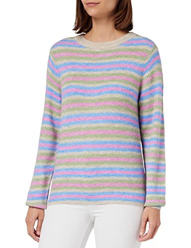 Vero Moda Women's VMLEFILE LS O-Neck Pullover Boo L/S Strickware, Reseda/Detail:W. Cyclamen + Birch + Little Boy Blue, S von VERO MODA