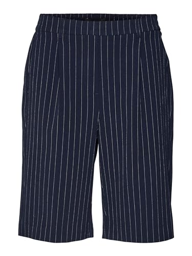 Vero Moda Women's VMMAILIS HR Pinstripe Boo Bermuda Shorts, Navy Blazer/Stripes:Birch, XS von VERO MODA