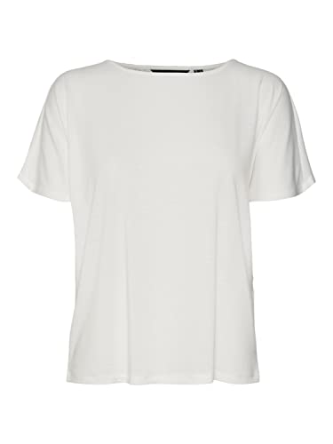 Vero Moda Women's VMMARIJUNE SS LACE TOP JRS T-Shirt, Snow White, L von VERO MODA