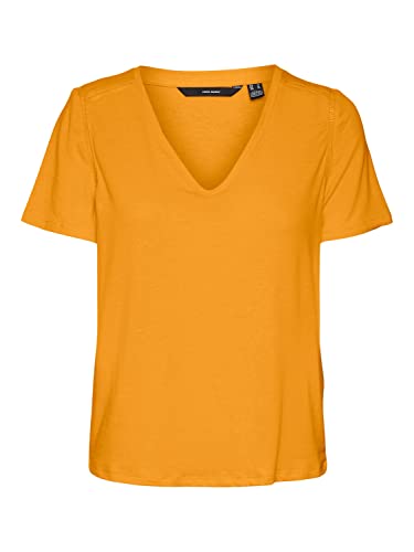 Vero Moda Women's VMMARIJUNE SS V-Neck TOP JRS T-Shirt, Radiant Yellow, M von VERO MODA