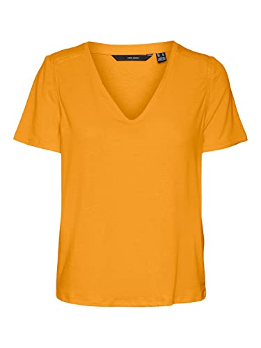 Vero Moda Women's VMMARIJUNE SS V-Neck TOP JRS T-Shirt, Radiant Yellow, S von VERO MODA