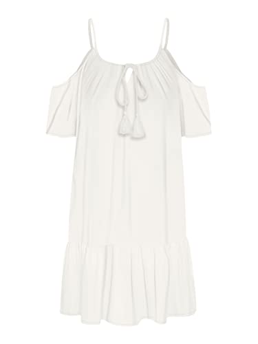 Vero Moda Women's VMMILAN 2/4 Off Shoulde Short Dress WVN Kleid, Snow White, M von VERO MODA