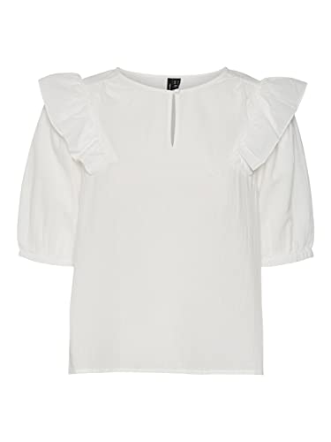 Vero Moda Women's VMMILAN 2/4 WVN Top, Snow White, S von VERO MODA