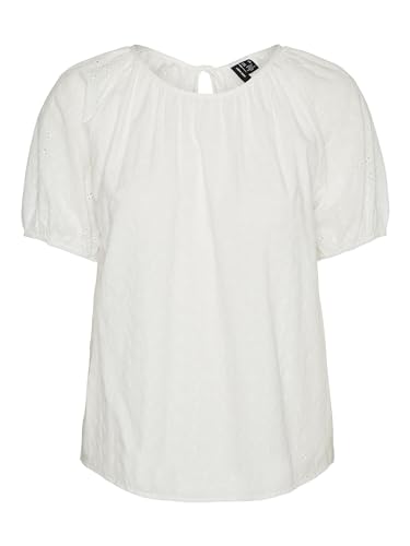 Vero Moda Women's VMMONI Anglaise SS WVN Top, Snow White, XS von VERO MODA