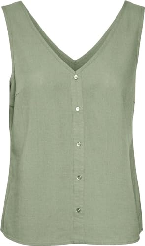 Vero Moda Damen Vmmymilo T-Shirt Sl WVN Ga V Ausschnitt Top, Reseda, Small von VERO MODA