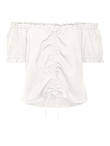 Vero Moda Women's VMMYMILO SS Offshoulder Short WVN GA Top, Snow White, M von VERO MODA