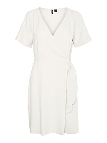 Vero Moda Women's VMMYMILO SS Wide WRAP Knee Dress WVN GA Kleid, Snow White, XS von VERO MODA