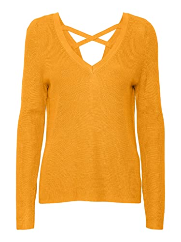 Vero Moda Women's VMNEWLEXSUN LS V-NK Crossback Pulover GA Pullover, Radiant Yellow, S von VERO MODA