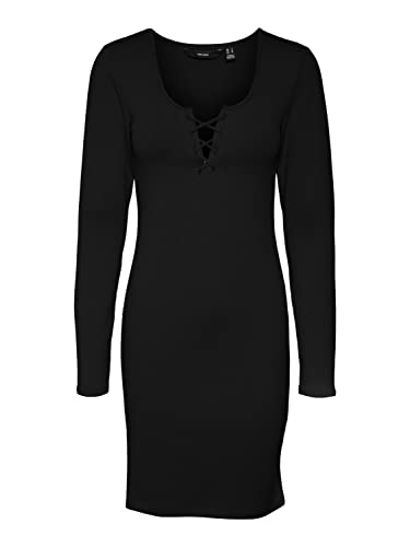 Vero Moda Women's VMRIVA LS Short Dress JRS Kleid, Black, M von VERO MODA
