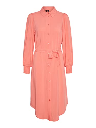 Vero Moda Women's VMSARA LS Calf Shirt Dress WVN Kleid, Georgia Peach, XS Vero Moda Women's VMSARA LS Calf Shirt Dress WVN Kleid, Georgia Peach, XS von VERO MODA