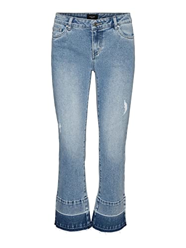 Vero Moda Women's VMSHEILA MR Kick Flare FD Jeans GU3173 Hose, Medium Blue Denim, SW / 30L von VERO MODA