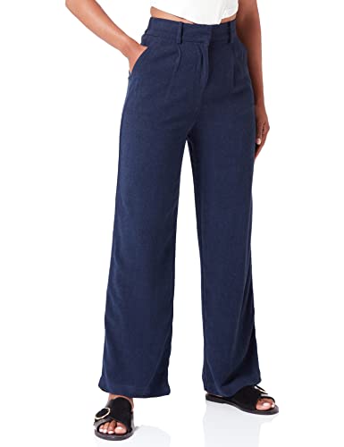 Vero Moda Women's VMTIRAVER MR Wide Linen Pants Hose, Navy Blazer, MW / 32L von VERO MODA