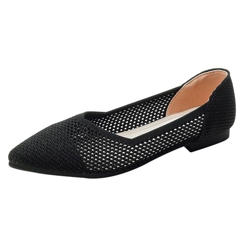VERROL Damen Ballerinas Knit Kleid Schuhe Slip On Walking Flats Schuhe Spitze Zehe Low Wedge Klassische Schuhe Bequem Weich von VERROL