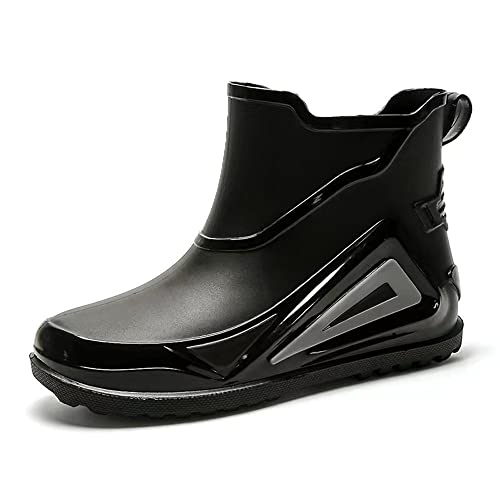 VERROL Gummistiefel Herren Damen Kurz Wasserdicht Halbhoch Boots Leicht rutschfest Regenstiefel Outdoor Wasserschuhe Gartenschuhe Schwarz von VERROL