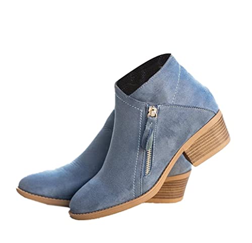 VERROL Kurze Stiefeletten Damen mit Blockabsatz Mode Herbst Winter Reitstiefelette mit Seitlichem Reißverschlus von VERROL