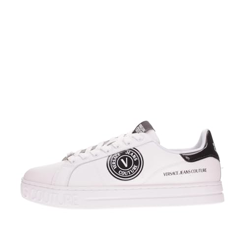 VERSACE JEANS COUTURE Herren-Sneakers aus Leder 75YA3SK1 Boden Court Schwarz, WEISS SCHWARZ, 41 EU von VERSACE JEANS COUTURE