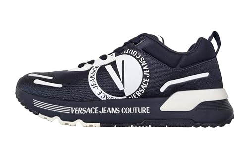 Versace Couture Herren-Sneakers aus Leder und Nylon, dynamic75YA3SA1, Schwarz, Weiß, 44 EU von VERSACE JEANS COUTURE