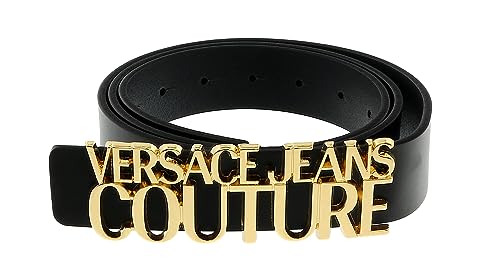 Versace Jeans Couture Ledergürtel für Herren, Schwarz / goldfarben, Schwarz/Gold, 40 von VERSACE JEANS COUTURE