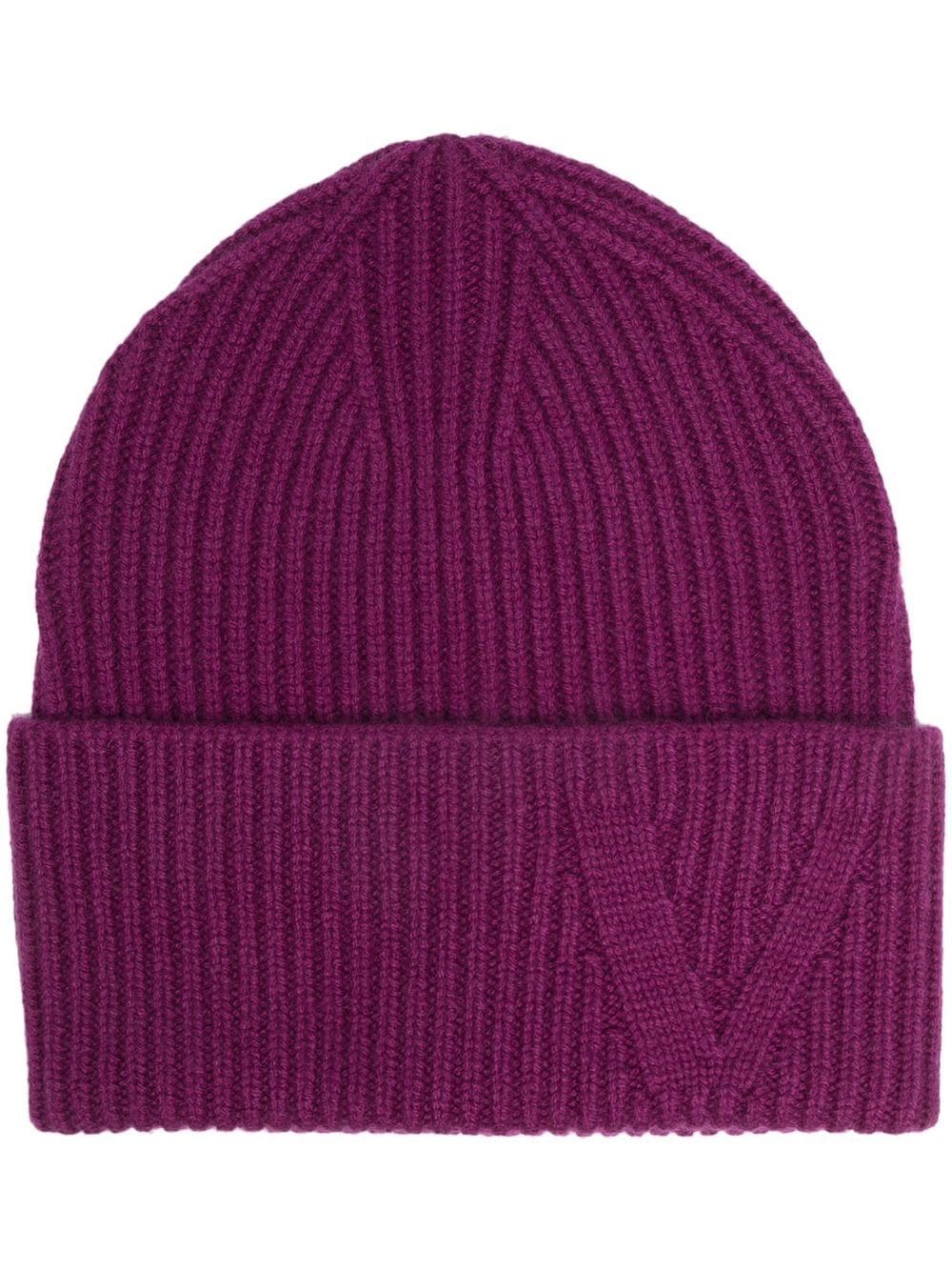 Versace Kaschmirmütze mit Logo-Stickerei - Violett von Versace