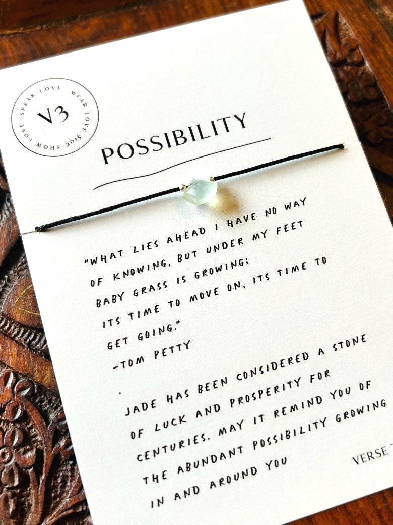 Jade Ermutigungsarmband Für Neue Anfänge Sterling Silber, Verstellbare Kordel, Schmuck Geschenk von VERSETHREE