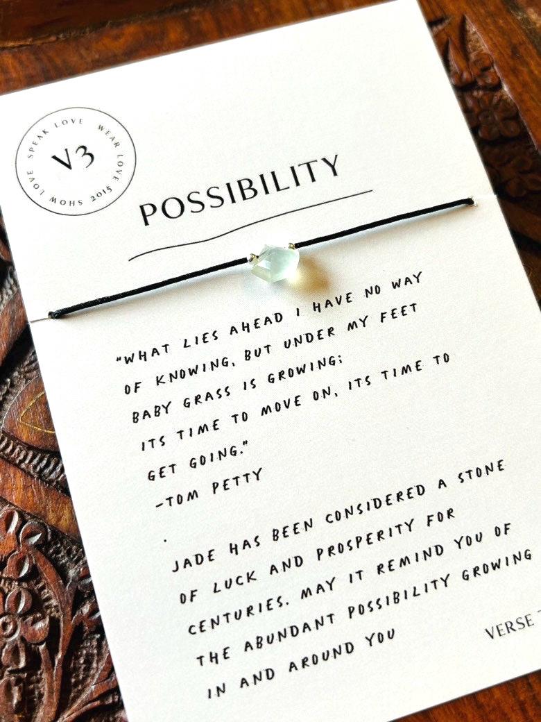 Jade Ermutigungsarmband Für Neue Anfänge Sterling Silber, Verstellbare Kordel, Schmuck Geschenk von VERSETHREE