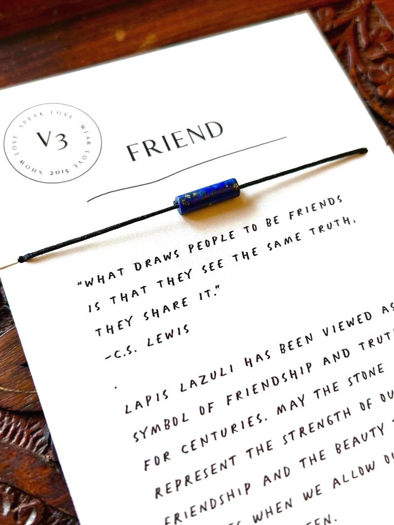 Nachdenkliche Geschenke Für Sie Verstellbares Freundschaftsarmband Aus Lapis Sterlingsilber von VERSETHREE