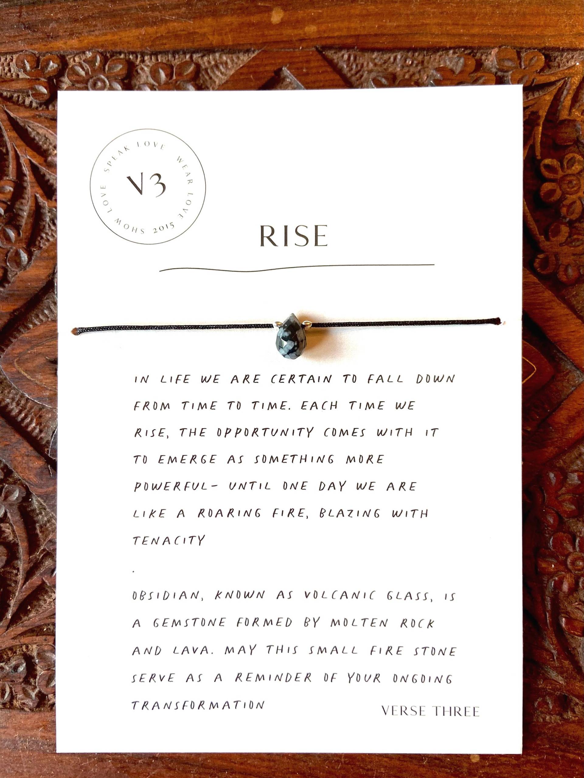 Obsidian Sterling Silber Ermutigungsarmband | Sinnvolle Geschenke Für Sie von VERSETHREE