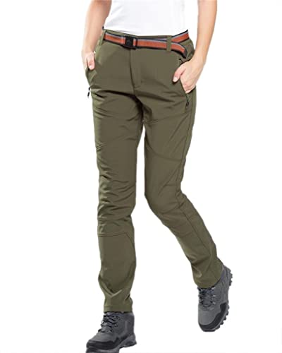 VERTAST Damen Wanderhose Warm Gefüttert Winddicht Winter Softshellhose Skihose Snowboardhose Trekkinghose Outdoorhose zum Wandern und für viele Outdoor-Aktivitäten, Grün, M von VERTAST