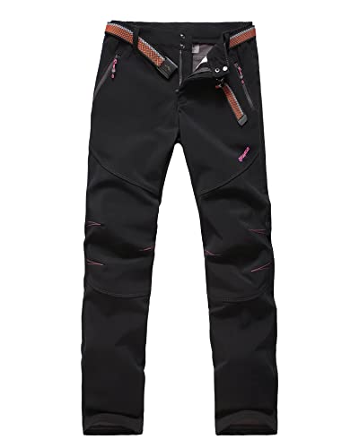 VERTAST Damen Wanderhose Warm Gefüttert Winddicht Winter Softshellhose Skihose Snowboardhose Trekkinghose Outdoorhose zum Wandern und für viele Outdoor-Aktivitäten, Schwarz, S/36 von VERTAST