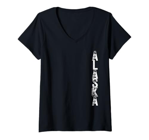 Damen Alaska T-Shirt mit V-Ausschnitt Damen Alaska T-Shirt mit V-Ausschnitt von VERTICART Vintage Throwback American States