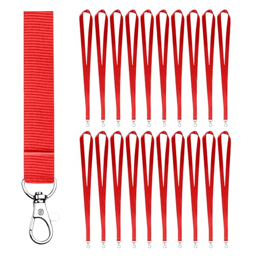 VERY IMPORTANT RUNNER - 20 Stück Schlüsselband aus Polyester mit Metallhaken - 2cm Breite & 46cm Länge - Schlüsselbänder zum Umhängen - Für Ausweis, USB, Schlüssel, Pendrive (Rot) von VERY IMPORTANT RUNNER