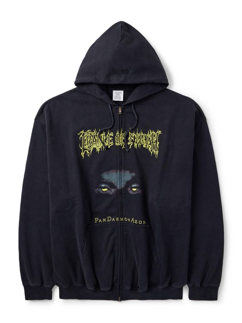 VETEMENTS - Cradle of Filth Oversized Printed Cotton-Jersey Zip-Up Hoodie - Men - Black - S von VETEMENTS
