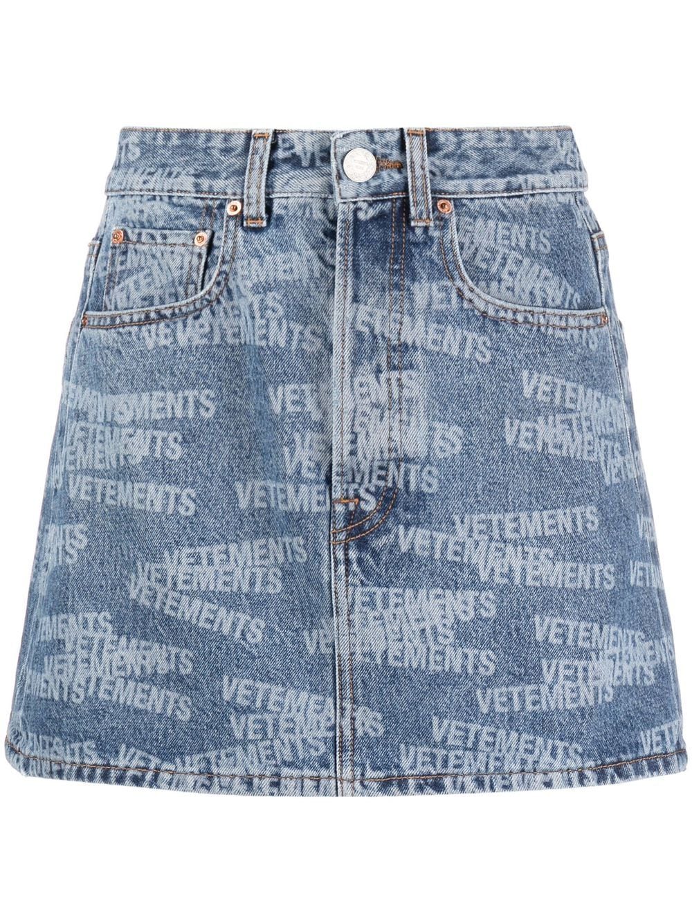 VETEMENTS Jeansrock mit Logo-Print - Blau von VETEMENTS