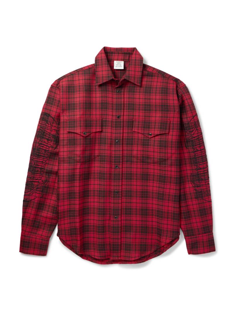VETEMENTS - Logo-Embroidered Checked Wool Shirt - Men - Red - S von VETEMENTS