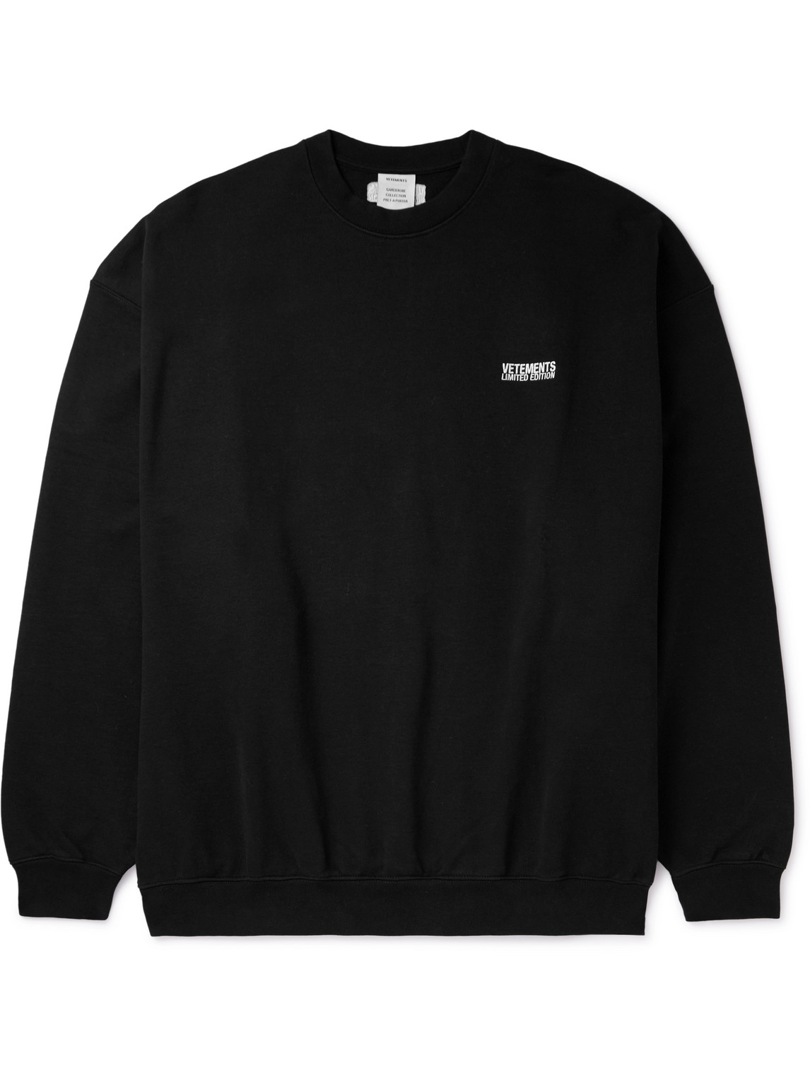 VETEMENTS - Logo-Embroidered Cotton-Blend Jersey Sweatshirt - Men - Black - S von VETEMENTS