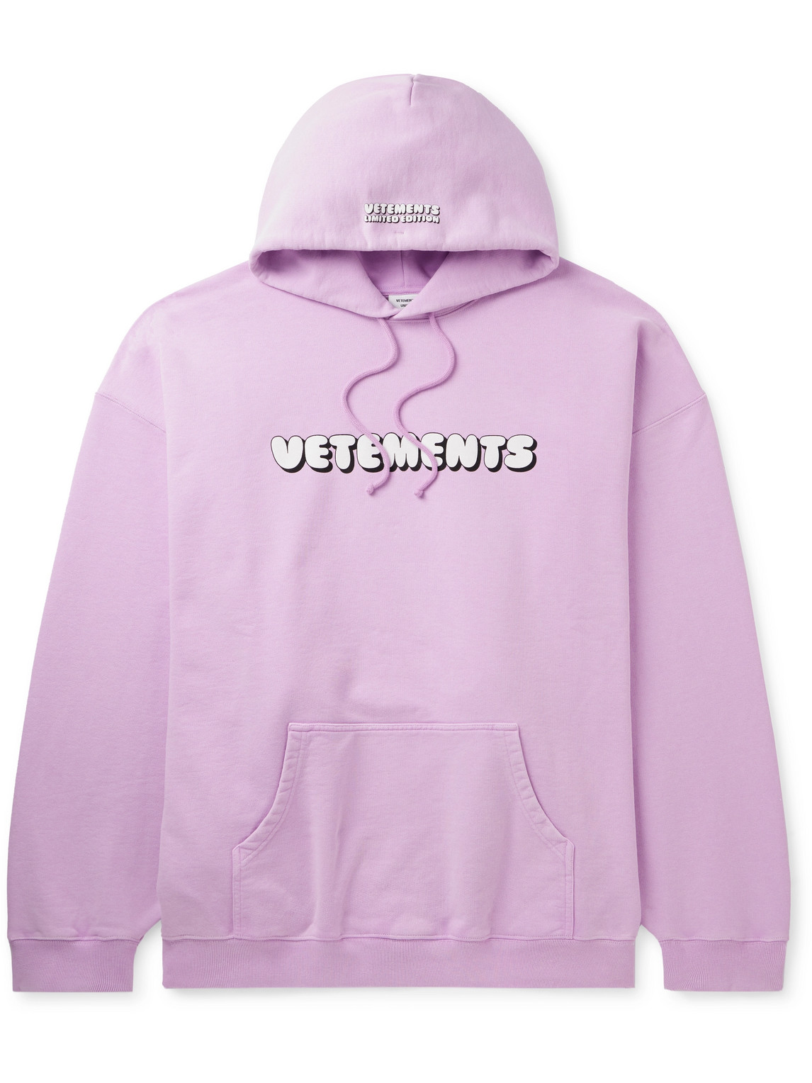 VETEMENTS - Logo-Print Cotton-Blend Jersey Hoodie - Men - Pink - XL von VETEMENTS