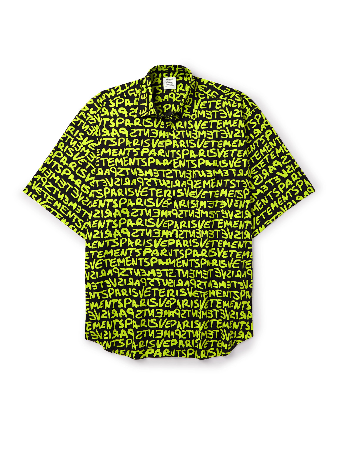 VETEMENTS - Logo-Print Cotton-Poplin Shirt - Men - Yellow - M von VETEMENTS