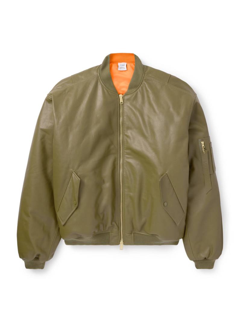 VETEMENTS - Oversized Leather Bomber Jacket - Men - Green - S von VETEMENTS