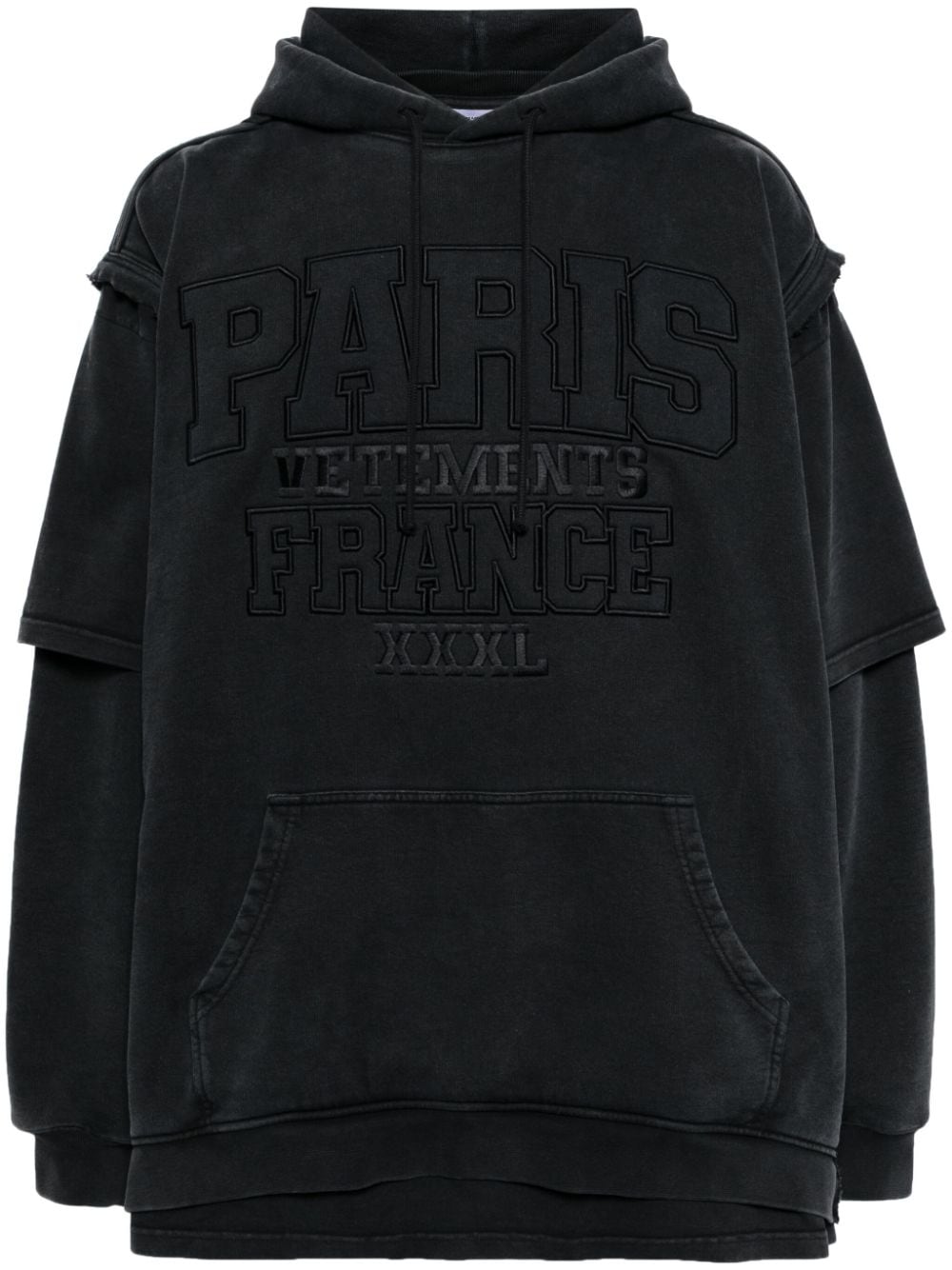 VETEMENTS Paris logo-embroidered hoodie - Schwarz von VETEMENTS